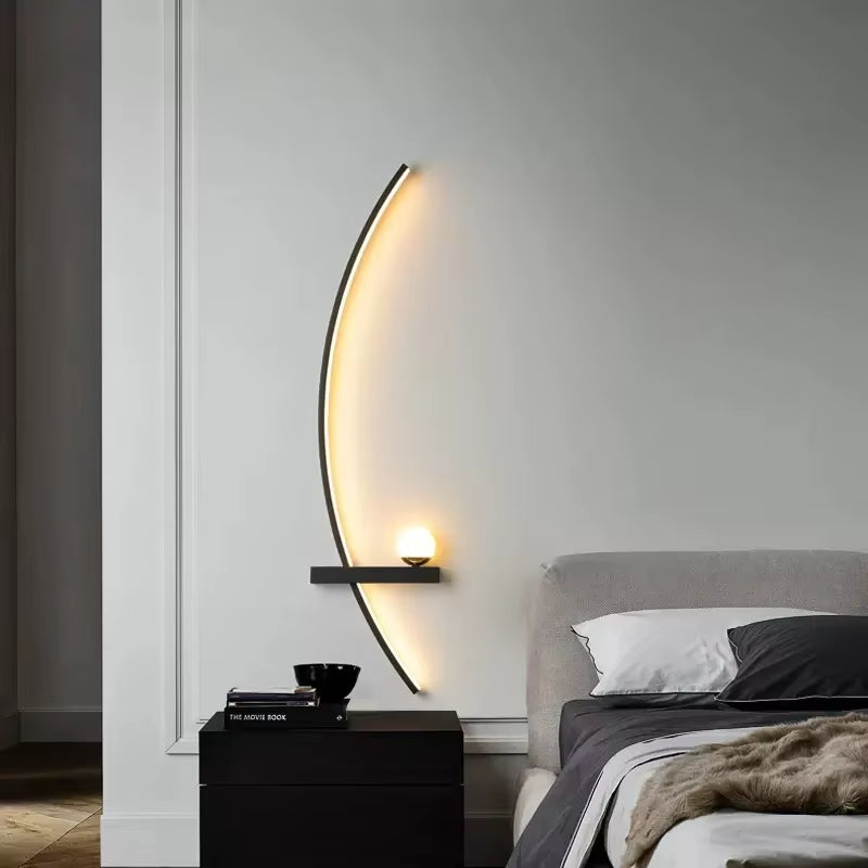 Elevate Your Space with the Modern LED Gold Wall Lamp - Minimalist Design for Bedroom and Living Room