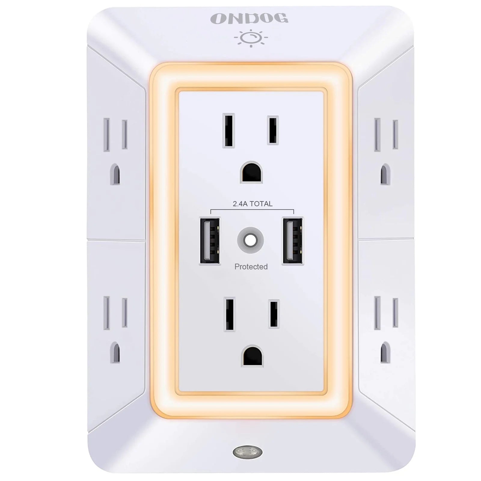 3 Sided Outlet Extender 6 Outlets with 2 USB Ports, Multi Plug Outlet Splitter for Home, Office