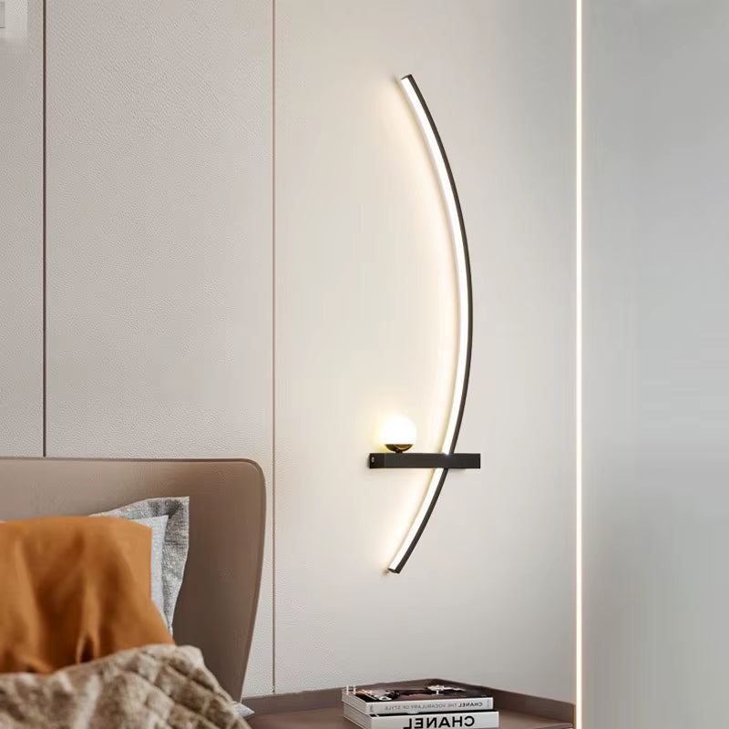 Elevate Your Space with the Nordic Modern Black Gold Wall Lamp - A Minimalist Touch for Luxury Living Rooms and Bedrooms