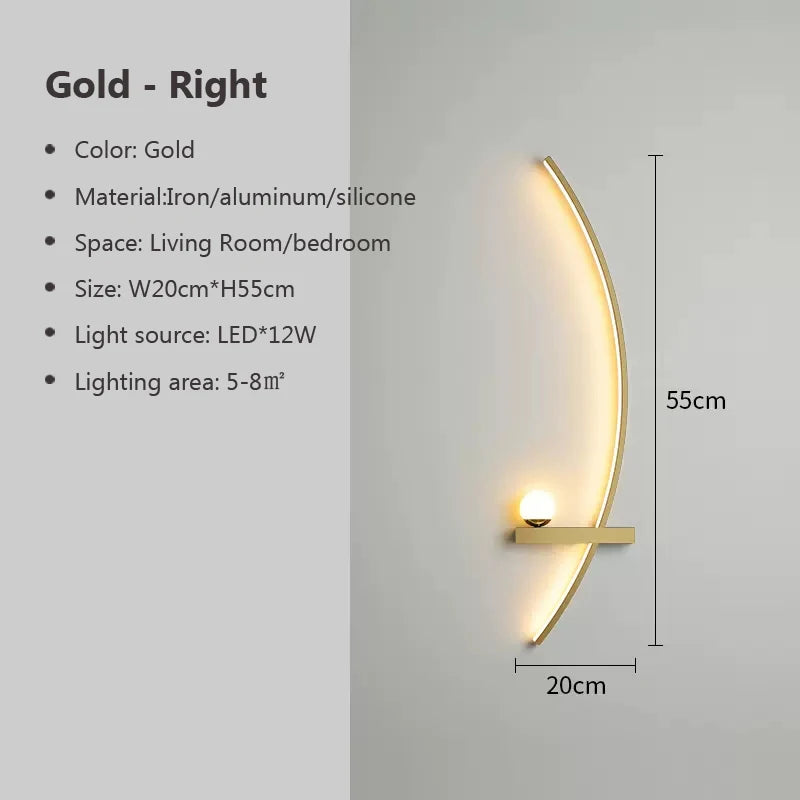Elevate Your Space with the Modern LED Gold Wall Lamp - Minimalist Design for Bedroom and Living Room