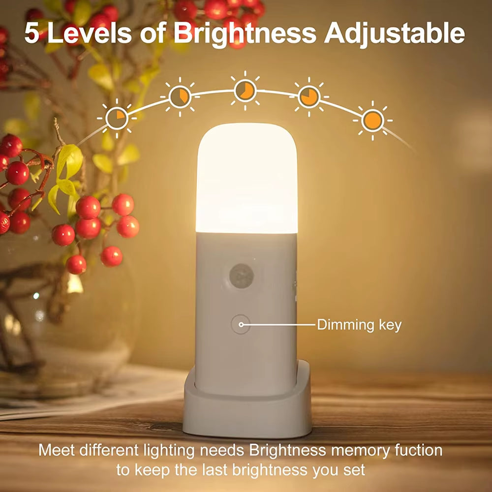 Illuminate Your Space with the LED Motion Sensor Night Light - USB Rechargeable, Dimmable & Portable for Kids' Rooms, Bedrooms, and Hallways