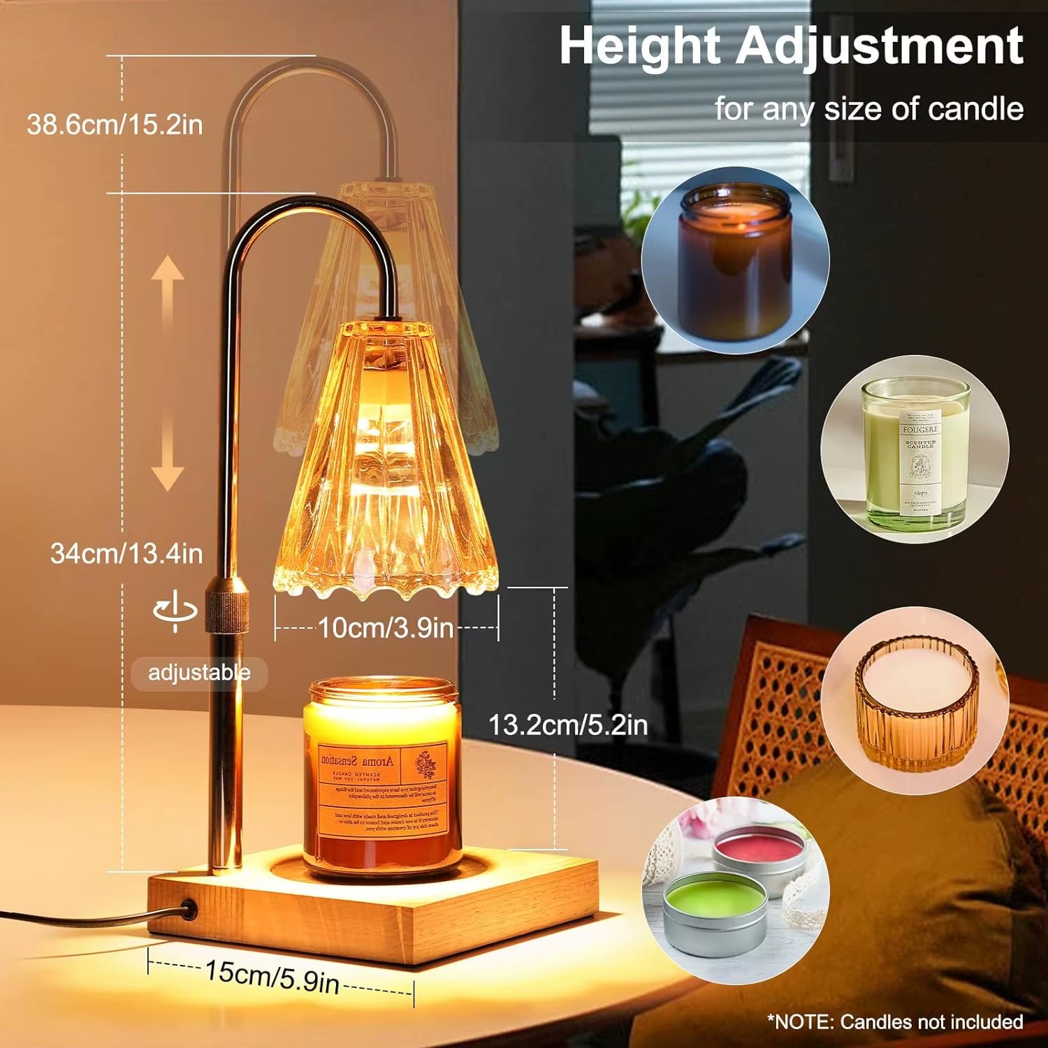 Transform Your Space with the Lightess Adjustable Electric Candle Warmer Lamp - Includes Timer, Dimmer, and 2 Bulbs