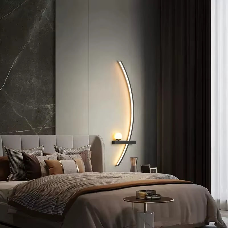 Elevate Your Space with the Modern LED Gold Wall Lamp - Minimalist Design for Bedroom and Living Room
