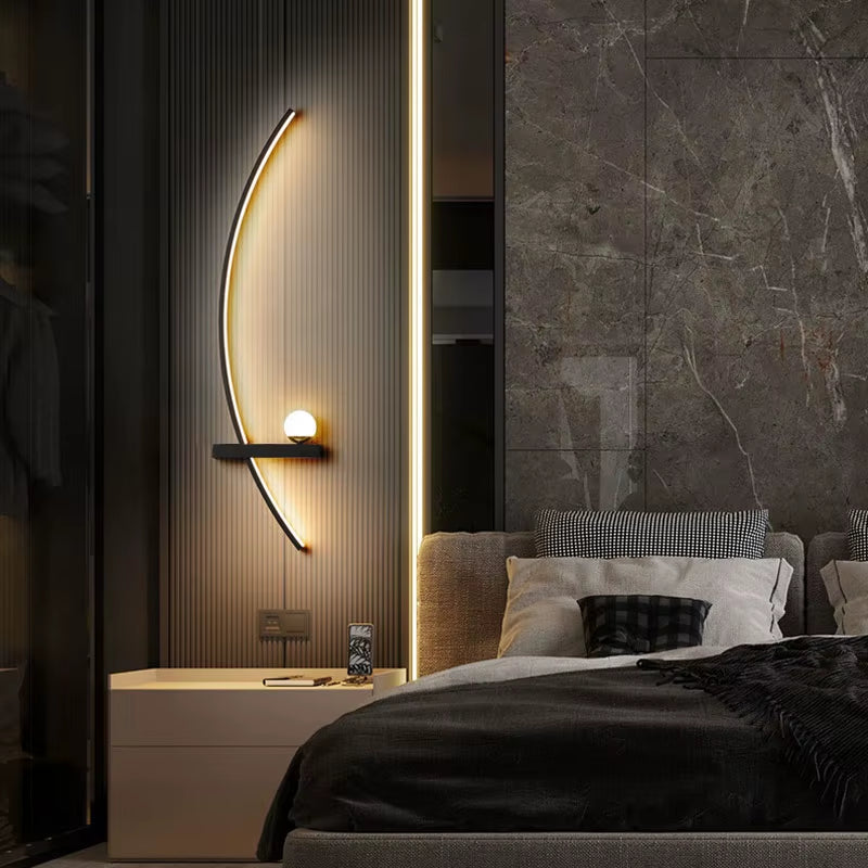 Elevate Your Space with the Nordic Modern Black Gold Wall Lamp - A Minimalist Touch for Luxury Living Rooms and Bedrooms